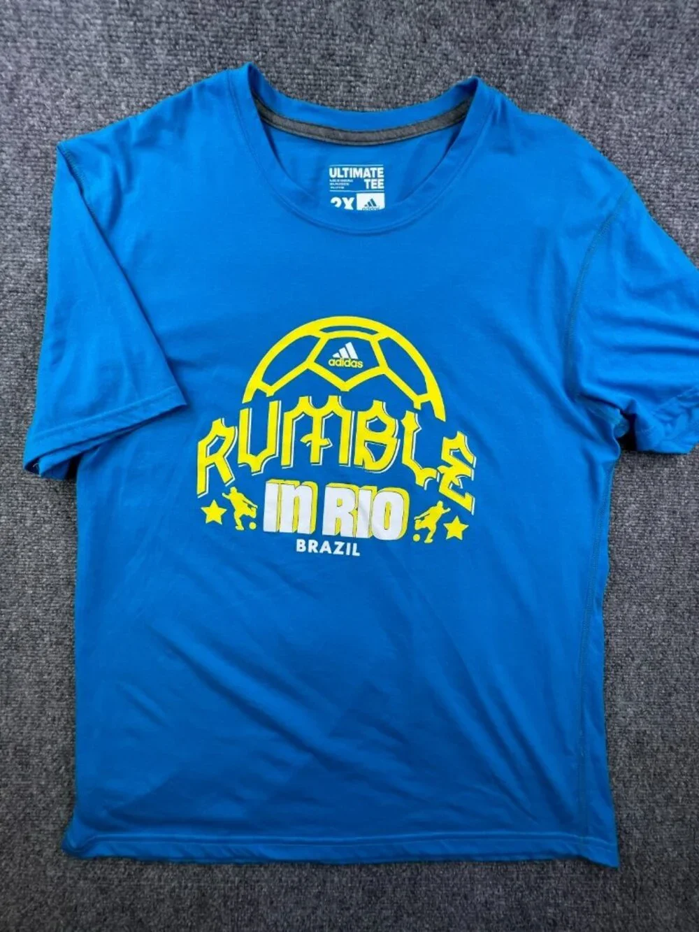 Adidas Short Sleeve Blue T Shirt Men’s Rumble In Rio Brazil Soccer Futball 2X
